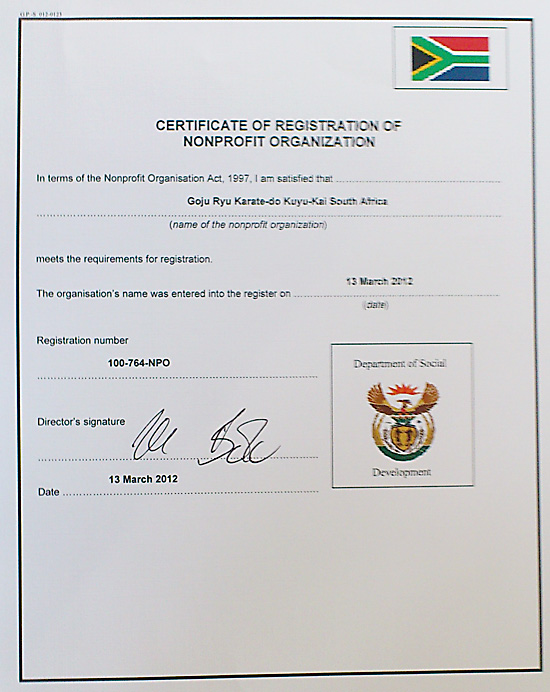 certificate - nonprofit organisation